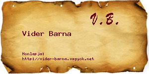 Vider Barna névjegykártya